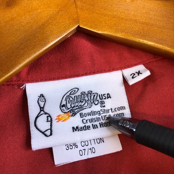 Cruisin USA Shirt Mens 2XL XXL Bowling Short Sleeve Flamingo Dice Button Camp - Picture 5 of 12